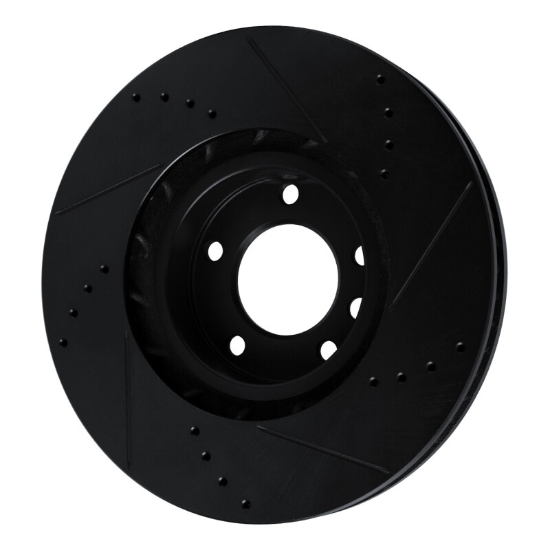 Porsche Cayenne Brake Rotor (1) - Right Front - R1 Concepts - Drilled & Slotted - Black - `11-`18
